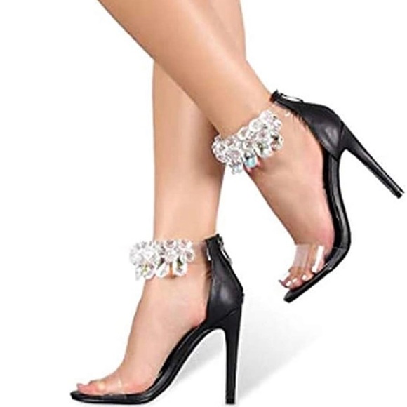 Suzzy Black jewel heels sandals, Size 5.5 - Picture 3 of 12